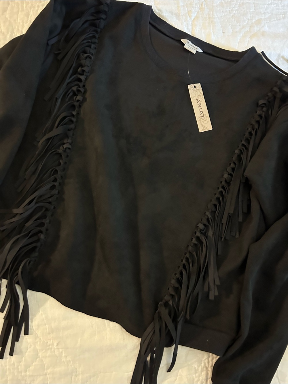 Ariat Black Crewneck Top with Brand Tag - Picture 3 of 6